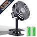 JISULIFE Clip On Desk Fan, Baby Stroller Small Clip Fan, Portable Mini Table Fan with 4000mAh Battery Operated [3-15 hours], USB Rechargeable, 4 Speeds, 360°Adjustable Fan for Office Bed Car-Blue