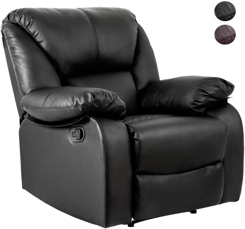 MIERES Fabric Recliner Sofa Suite-Different Configurations and 3 Colours Available (Dark Brown, 1 Seat Armchair), microfibre, 90x98x100 cm