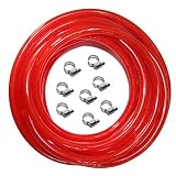 Red Gas Line Air Hose - 25ft Length CO2 Tubing Hose ID 5/16 inch OD 9/16 inch,Include 8 PCS Free Hose Clamps, Used for Draft Beer Home Brewing