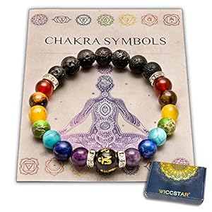WICCSTAR Double Chakra Bracelet Crystals Jewellery with Pouch & Meaning Card