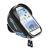 TOPTREK Cycling Bicycle Bike Top Tube Handlebars Bag Phone Mount Holder For iPhone 7 Plus/iPhone 6s/Galaxy Note2/Galaxy S5 Cellphone Below 5.5 Inch Waterproof Front Frame Bags (blue)