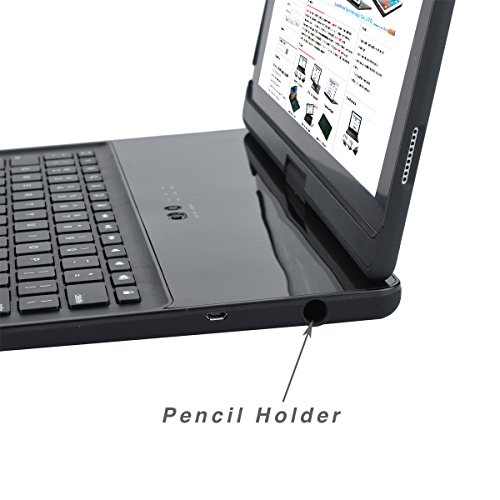 iPad pro 12.9 2017 and 2015 Keyboard case with pencil holder, Lenrich 360 Degree Rotatable ipad pro case with Wireless Bluetooth Keyboard stand for ipad pro 12.9 inch 2017 2nd Gen cover (Black)