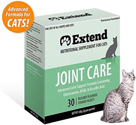 Extend - Joint Care for Cats - One Month Supply- Glucosamine for Cats - Advanced Joint & Hip Supplement with MSM, 100%, All Natural