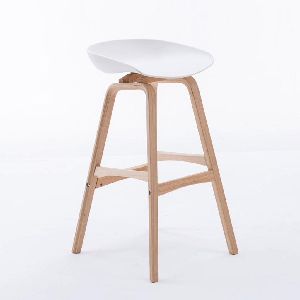 LF-stools Solid Wood PP Material High Stools, Bar Lounge Chairs, Home Decor Bar Stools, Wood Color Stool Legs (Color : White, Size : H75CM)
