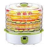 PowCube HKHL1H2 Dehydrator Fruit Dryer Machine Electric 5 Tier Food Preserver with Adjustable Temperature & Digital Timer, 304251283mm, White