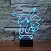 Pokemon Pikachu 3D LED Night Light, Elstey 3D Optical Illusion Visual Lamp 7 Colors Touch Table Desk Lamp
