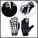 1 Pair Black Anti Slip Bike Motorcycle Motorbike Riding Protective Gloves Racing Full Gloves Cycling Gloves Skull Skeleton Pattern Design Also for Winter Ourdoor Sport to Keep Your Hand Warm (Medium)