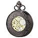 SEWOR Vintage Skeleton Flower Mens Pocket Watch Luminous Case Mechanical hand wind (Skeleton Black)