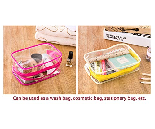 BlueSpace Cosmetic Bag Makeup Case Portable Travel Toiletry Pouch Cosmetic Clear Organizer Bags with Zipper (Blue Yellow Red) - Thumbnail 6