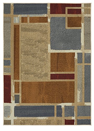 Mohawk Home Soho Regnar Geometric Squares Printed Area Rug, 5'x7', Blue