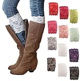 Gellwhu 3-12 Pack Women Lace Trim Boot Cuffs Toppers Leg Warmers