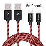 Xcords 2pcs 6FT Extra Long Nylon braided Charging Cable Data & Sync Charging Cord 8-Pin Lightning to USB Charger Cable for iPhone 7,iPhone6,6s, 6 Plus,6s Plus, iPhone 5 5s 5c,SE, iPad Air, iPod,iPod
