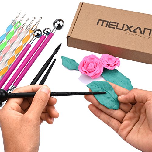 Meuxan 13 Piece Ball Stylus Dotting Tools for Rock Painting, Clay Pottery Modeling Design - Thumbnail 2