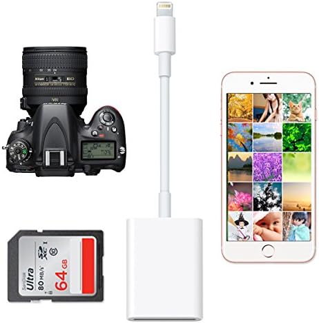 Cino iPhone SD Card Reader,Lightning SD Card Reader Camera Adapter Trail Game Camera Viewer for iPhone5/6/7/8 Plus iPad air,No APP Needed,Support micro sd/iOS11 and Before