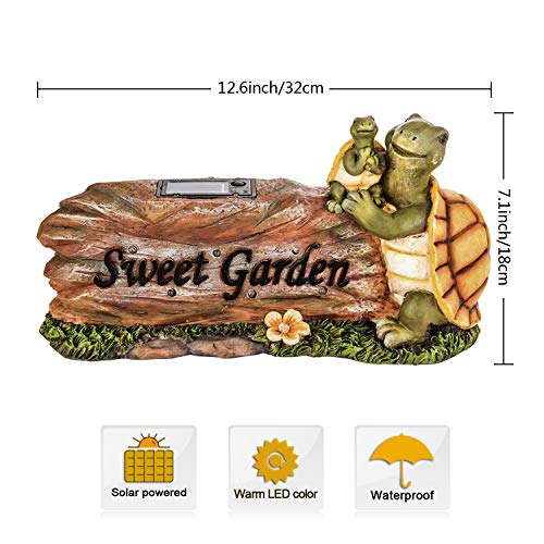 Excmark Garden Statue Figurine with Solar Powered LED Lights for Outdoor Garden Yard Decoration. Lawn Ornaments and Gardening Housewarming Gifts with Solar Animals. (Turtles) - Thumbnail 3