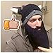 FreeFisher Unisex Knitted Viking Beanie Funny Hat with Detachable Beard Black