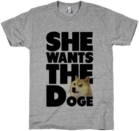 She Wants the Doge Crewneck T-Shirt (Heather Gray, Size Small)
