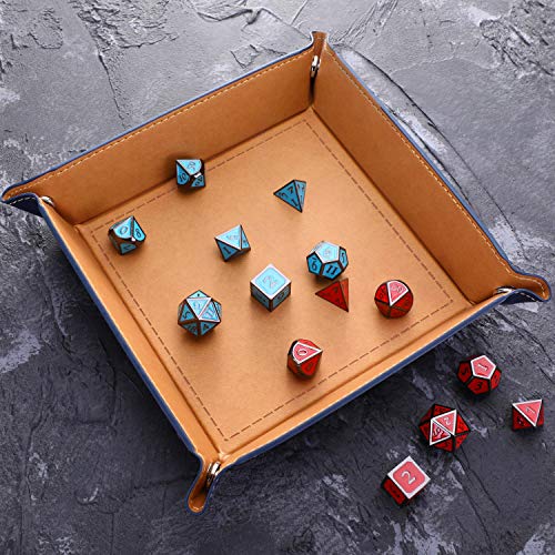 image for Jovitec 4 Pieces Dice Tray Dice Rolling Tray PU Leather Dice Holder Fo
