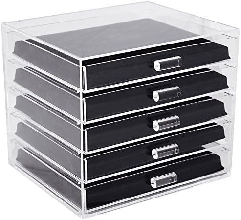 Ikee Design Acrylic 5 Draws Jewelry Organizer Display Chest for Ring, Earring and Necklace