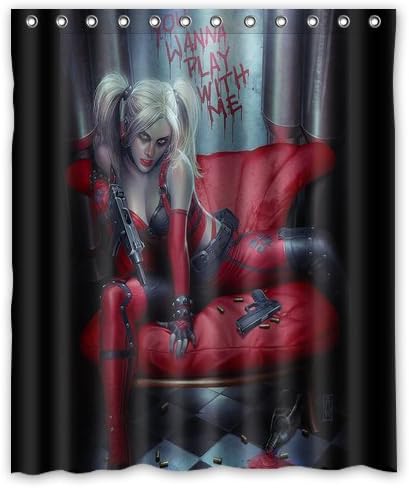 Custom Fashion Design Batman Arkham Knight Harley Quinn Shower Curtain Home Decoration Mildew Waterproof Polyester Fabric Bathroom Shower Curtain 60" x 72" Inch
