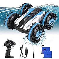 Rainbrace Waterproof Remote Control Car Boat 2.4G Radio Controlled Stunt RC Cars Rechargeable All Terrain RC Truck Gifts Toys for 5-12 Year Old Boys Girls Kids Christmas Birthday Present- Blue