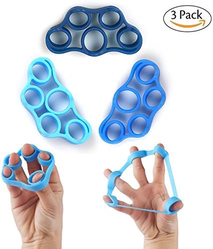 OZUZ Finger Stretcher Resistance Bands hand exerciser grip strengthener strength trainer Gripper gifts for musicians Relieve Joint Pain Arthritis Carpal Tunnel Exercise Guitar and Rock Climbing 3pcs