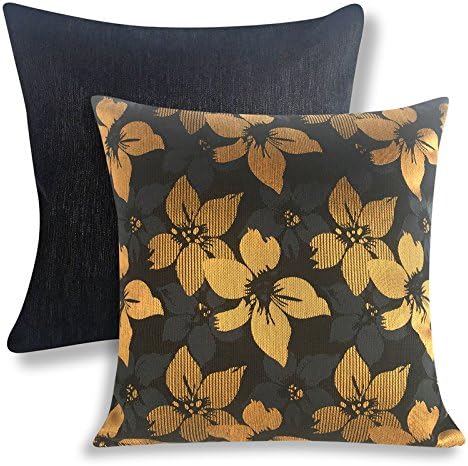 Finduq Home Set of 2 Cotton Linen Square Decorative Throw Pillow Case Cushion Cover 18" Equator