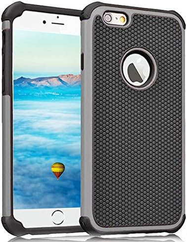 iPhone 6S Plus Case,JAWEKE Hybrid Dual Layer Shock Absorbing Armor Defender Protective Case Cover (Hard Plastic with Soft Silicon) for Apple iPhone 6 Plus/6S Plus(Black/Grey)