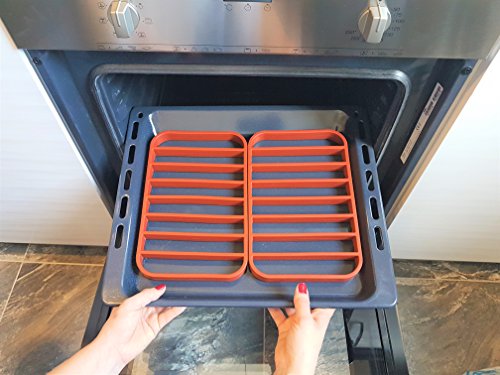 Stan Boutique 10.8" x 7" Nonstick Roasting Rack for Oven, Fits Quarter Sheet Size Baking Pan - Red Silicone