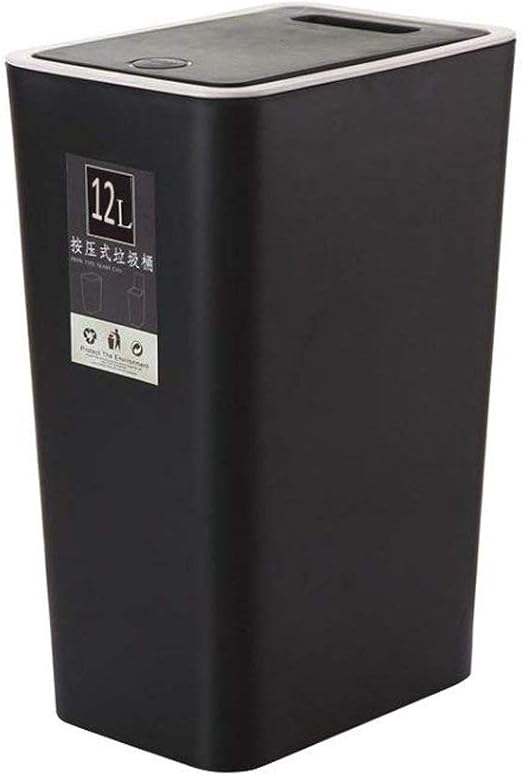 Push Kitchen Bin with Lid,BAFFECT® Push Lid Plastic Trash Can Dustbin