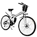 CLIENSY 26 Inch Electric Bike, 350W Folding Ebike with Removable 36V 8AH Lithium Battery for Adults, 21 Speed Shifter (White)thumb 1