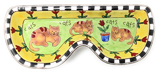Kelvin Chen - Brown Cats - Enameled Eyeglass Holder / Tray, 6.5
