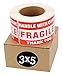 SJPACK 4 Rolls 3'' x 5'' Fragile - Handle with Care - Thank You Shipping Labels Stickers (500 Labels/Roll)