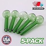 Pyrex Glass Oil Burner by PyrexPlus - 5-Pack - Green Color - 4 Inch Length - 2mm Thick - Fast Free USA Shipping