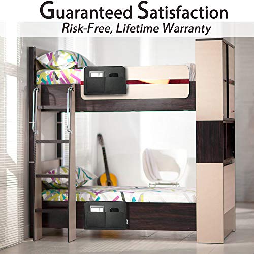 Bedside Caddy | New Design | Large Size 9.4" x 13.4" inch (Black) | Laptop Holder | 100% HANDMADE | Dorm College Room, Bunk Bed, Hospital Bed, Kids | Night Hanging Storage Organizer | Remote Holder