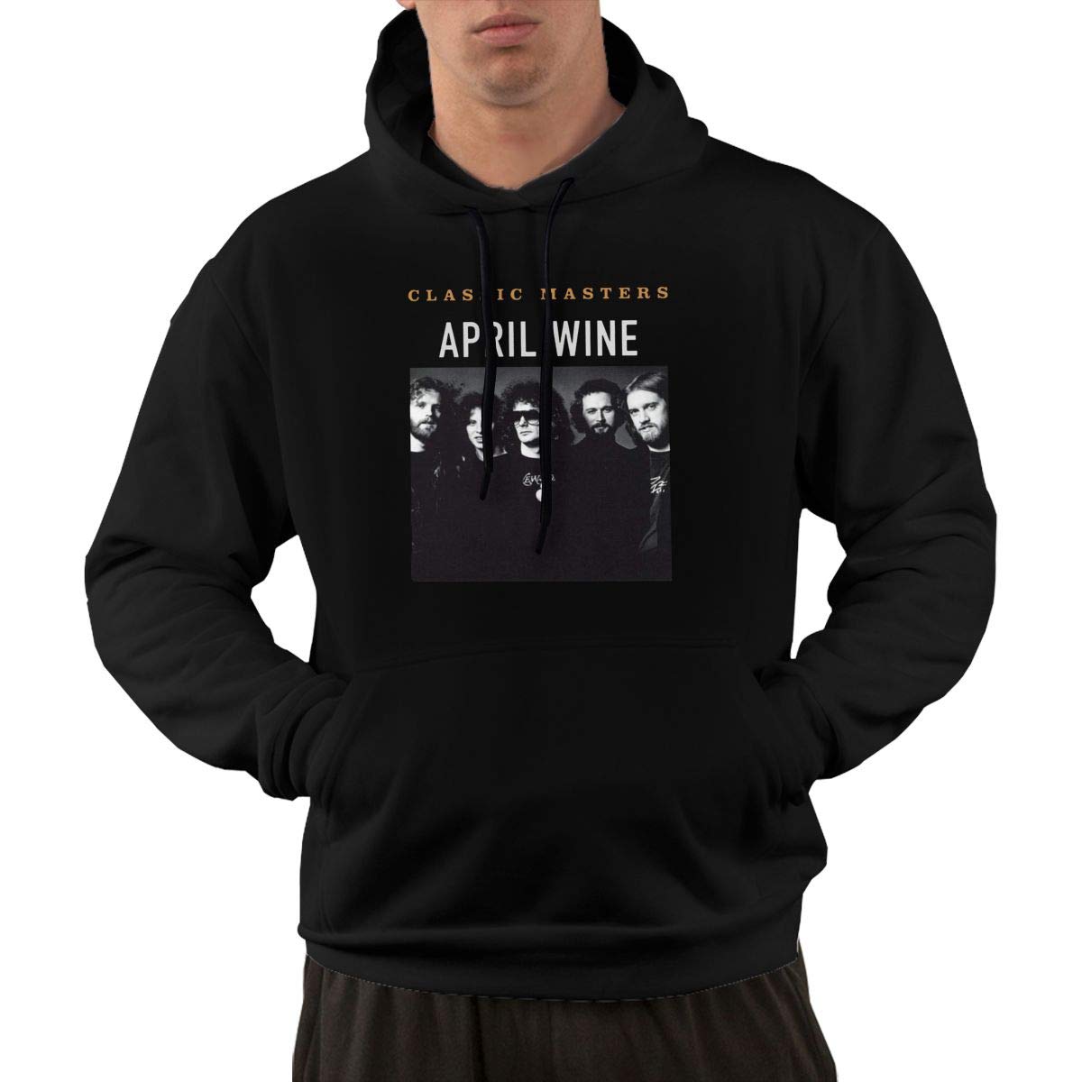 S Pullover Casual Black Print April Wine Classic Masters Hooded Shirts With Pocket M