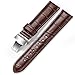 iStrap Leather Watch band -Alligator Grain Embossed Pattern Calfskin Replacement Strap-Stainless Steel Deployment Buckle with Push Buttons-Bracelet for Men Women-18mm 19mm 20mm 21mm 22mm 24mm