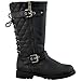 KS & CO Kids Knee High Boots Lace Up Quilted Back Buckle Straps Shoes