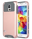 Galaxy S5 Case, S5 Case, ULAK Dual Layer Slim Hybrid Protective Case Cover for Samsung Galaxy S5 SV i9600 [Plastic Hard Shell and Flexible TPU] - Rose Gold/Gray
