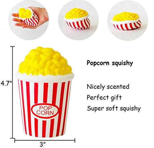 image for HIGO TOY 4pc Jumbo Squishies Set Popcorn French Fries Coffee Cup Scent
