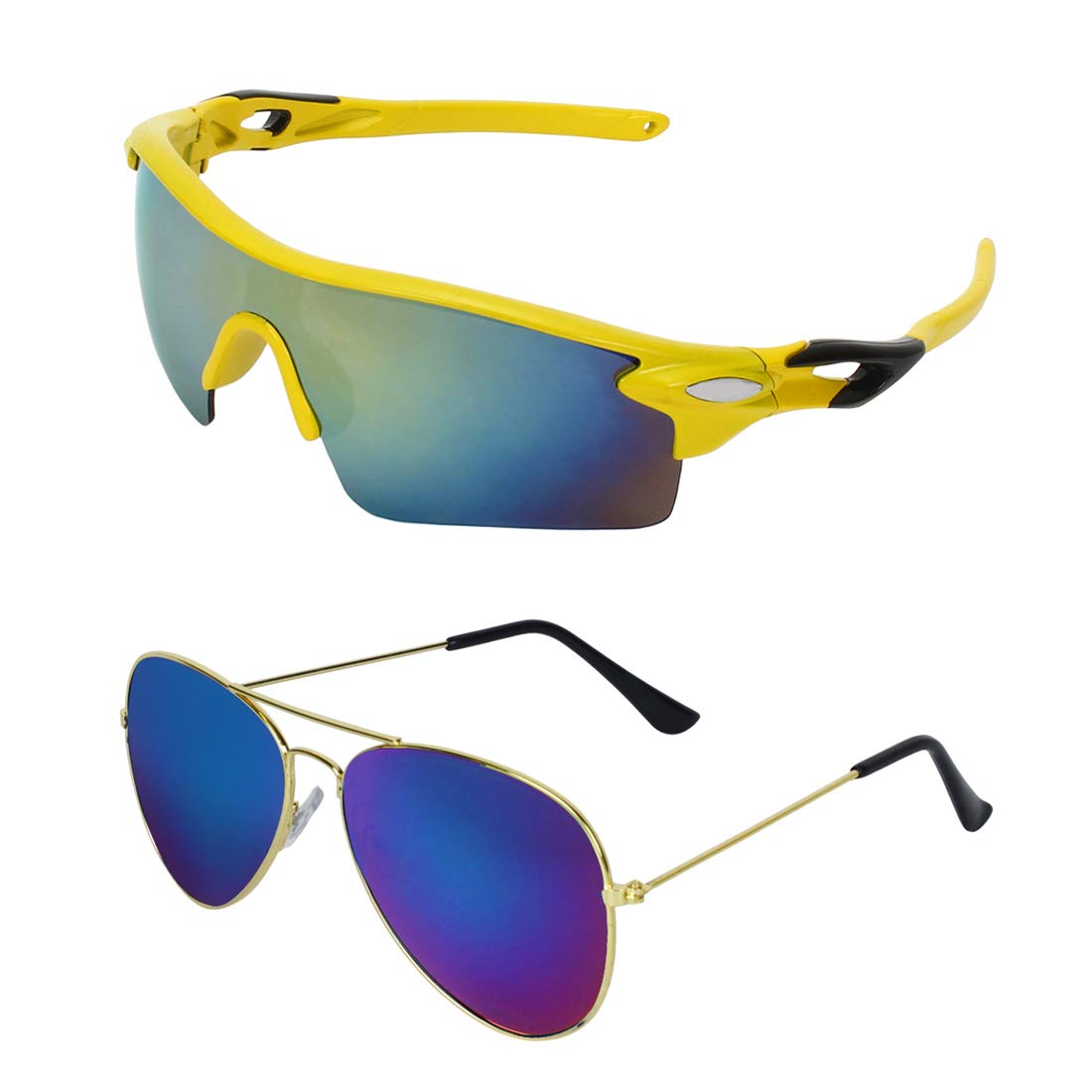 Buy Abner Combo of 2 Sunglasses WrapAround & Aviator Sunglasses at Amazon.in