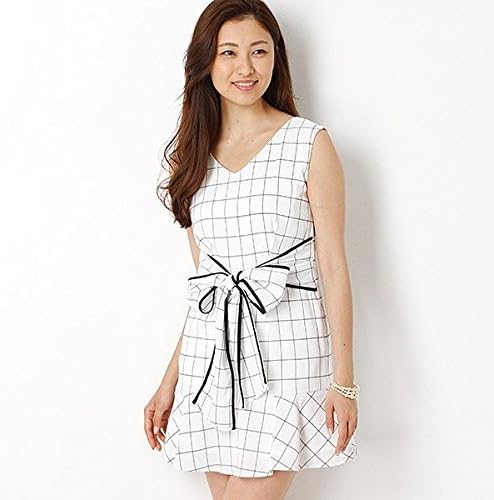 Amazon セシルマクビー Cecil Mcbee ウエストリボンチェック柄ワンピース 01ホワイト M ワンピース チュニック 通販