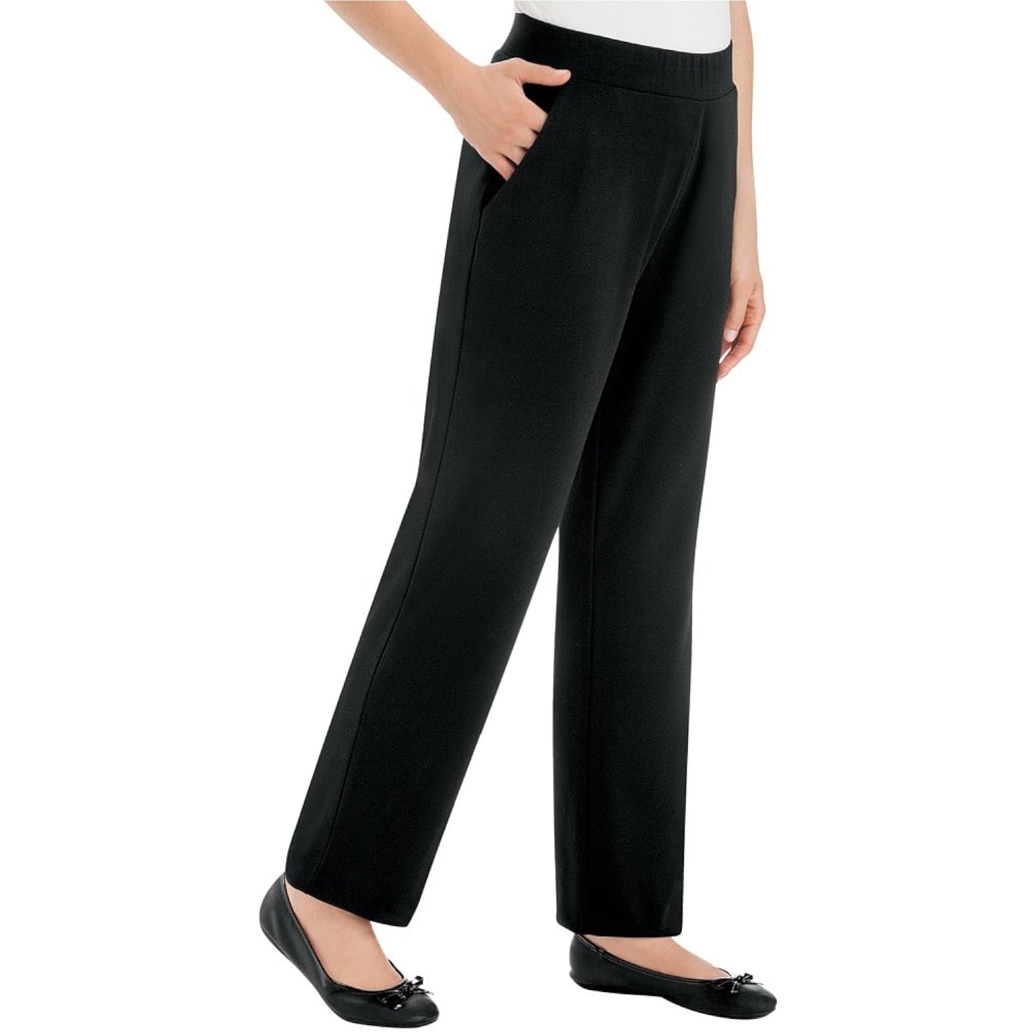 Women's Easy PullOn Ponte Knit Pants, Black, Medium, Machine Washable