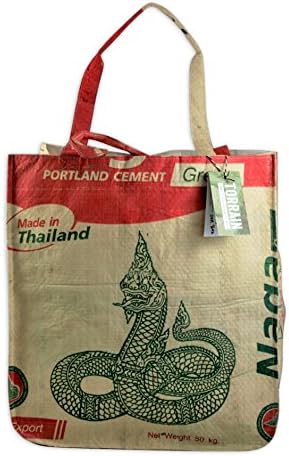 Reusable Shopping Tote Bag Made From Recycled Materials (Green Serpent)