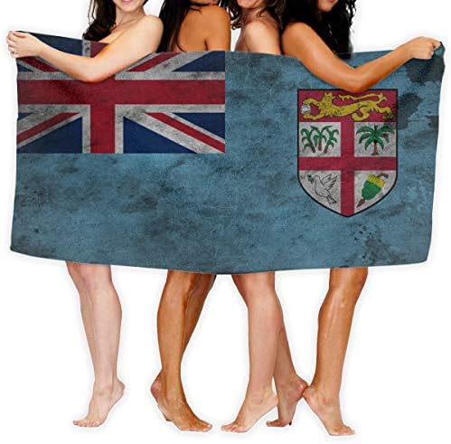 OHMYCOLOR Beach Towels for Women Men Blanket Grunge Fiji Flag Bath Sheets Soft 100% Polyester Pool Large Towel Cover for Yoga Mat Tent Floor 31.5" X 51.2"