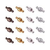 PH PandaHall 100 Sets Mixed Color Round Brass Magnetic Clasps Magnet Converter for Bracelet Necklace Making
