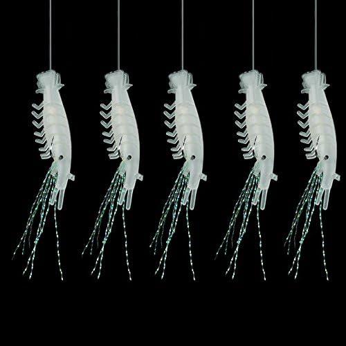 Cheekbone 2019 Newest Glow in The Dark Fishing Lure 5pcs Luminous Shrimp Baits Fishing Bait Single Hook Tackle Crank Fishing Tackles Accessories