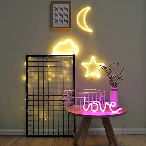 image for LEDES Neon Light, LED Love Sign Shaped Decor Light, USB or Battery Pow