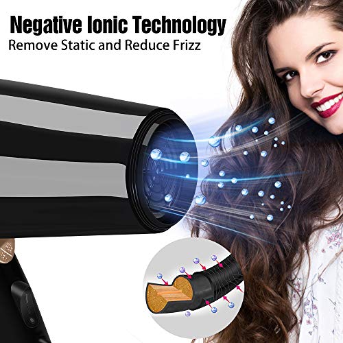 Professional Ionic Salon Hair Dryer, CONFU 1875 Watt Negative Ion Fast Drying Lightweight Quiet Blow Dryer, Low Noise Ceramic Tourmaline Hairdryer with Diffuser and Concentrator Nozzles - Thumbnail 2