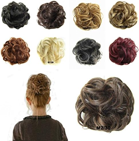 MAYARAYLI Wavy Curly Messy Elastic Hair Bun Extensions Donut Synthetic Hair Chignons Hair Piece Wig Scrunchy Scrunchie Hair Bun Updo Hairpiece Hair Ribbon Ponytail Extensions Hair Extensions